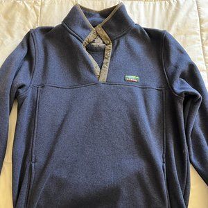 L.L. Bean Blue Quarter Button Pull Over Sweater, Slightly Fitted Large Tall